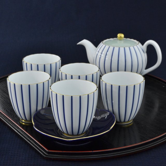 【青藍縞紋】茶器セット1