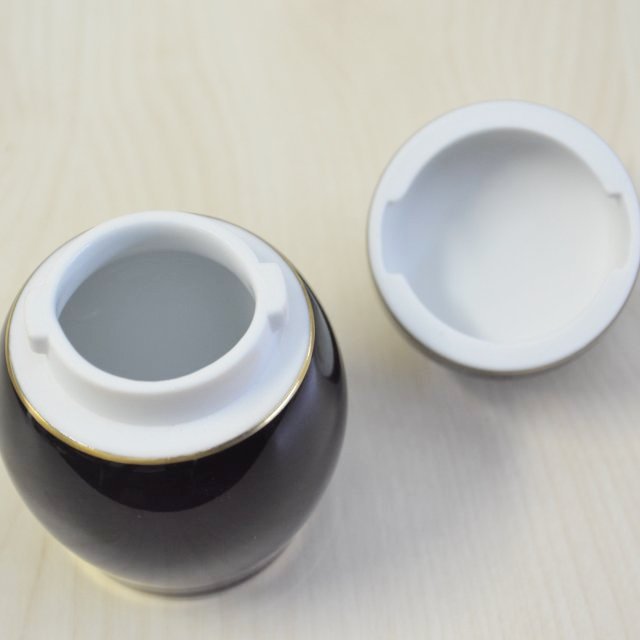 【黒金線】手元供養用　ミニ骨壺（覆い袋・布袋付き）3