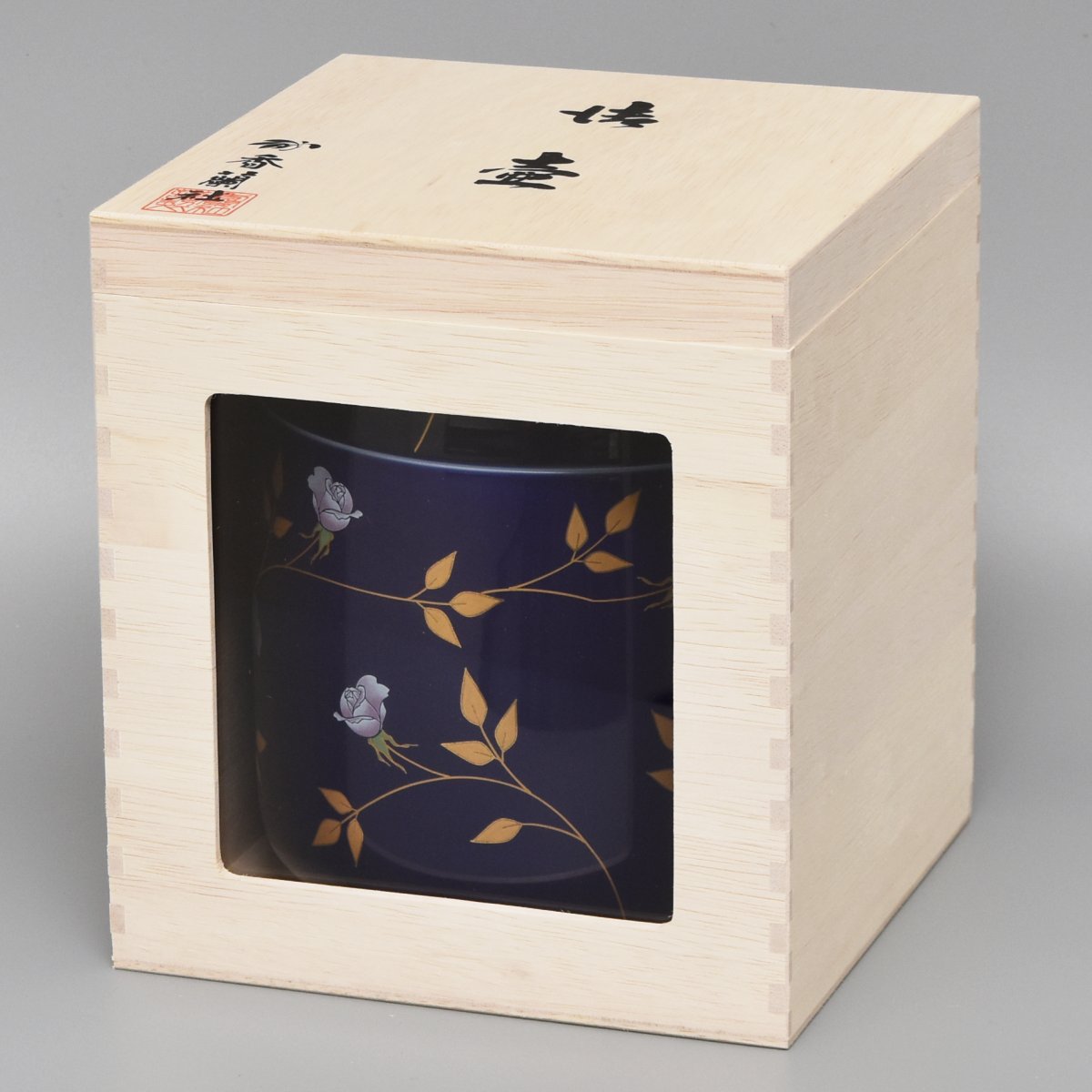 【ルリ薔薇】筒型6寸骨壺5