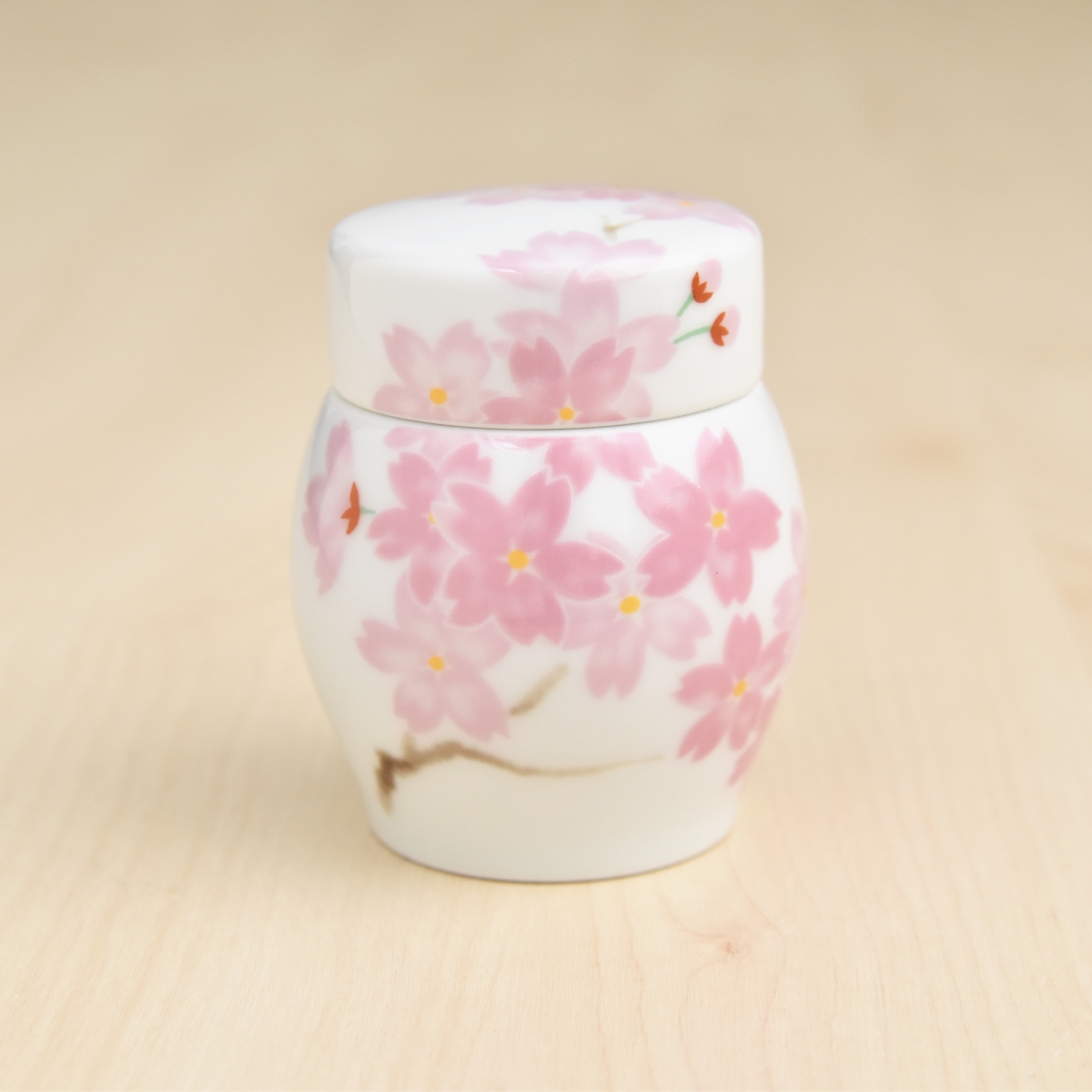 【吉野桜】手元供養用ミニ骨壺(覆い袋・布袋付き)1