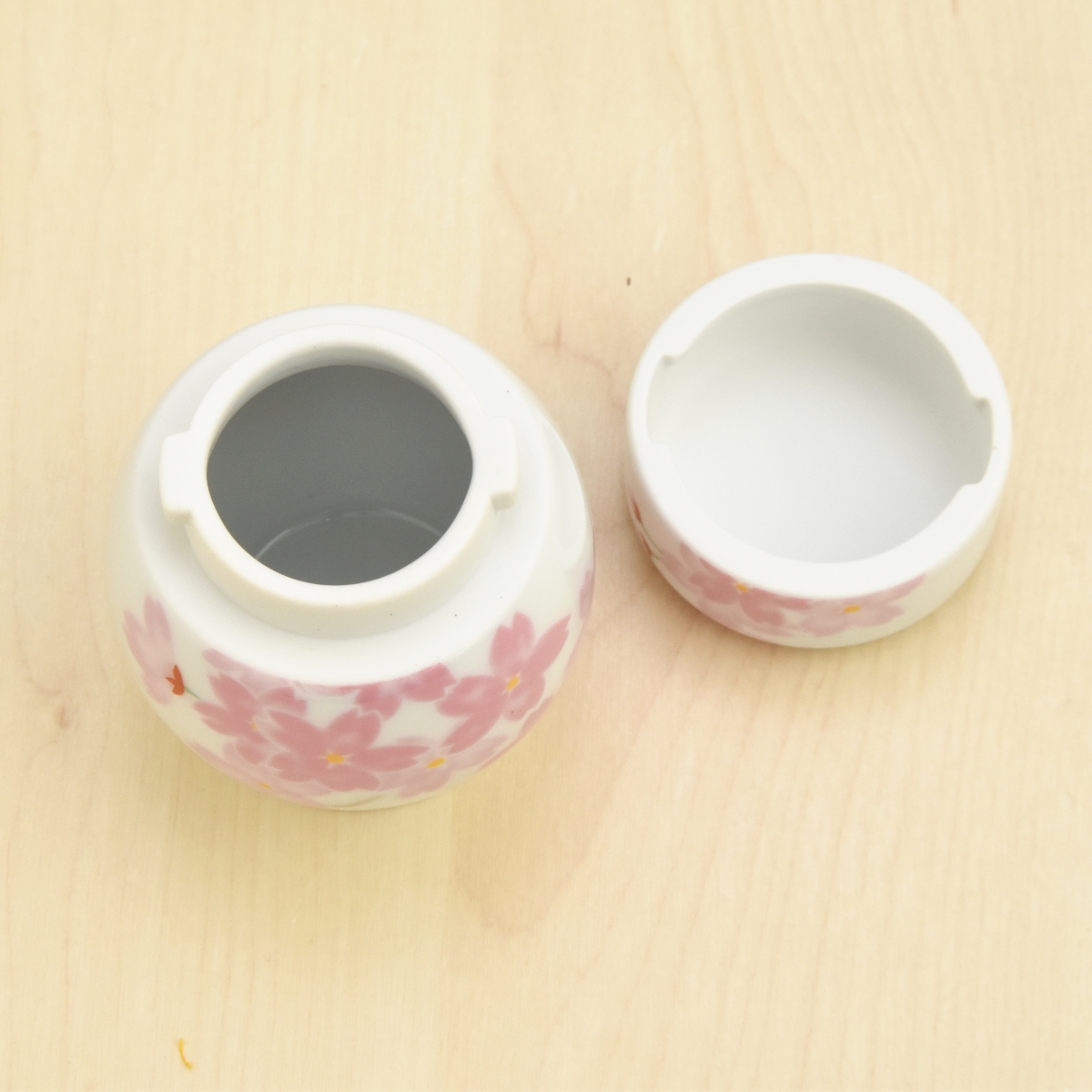 【吉野桜】手元供養用ミニ骨壺（覆い袋・布袋付き）3