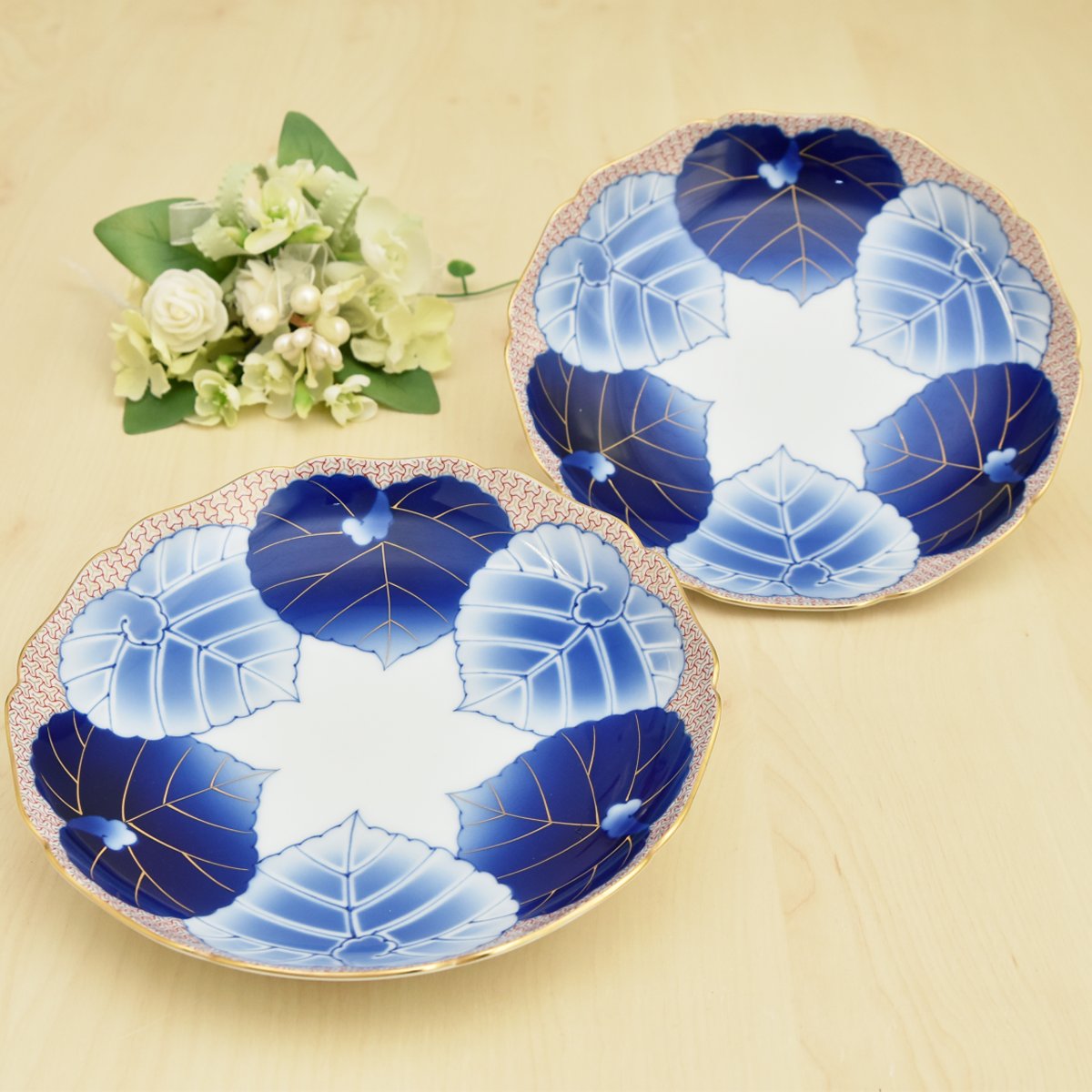 【愁海棠】中皿2枚セット（径18cm）*オンラインショップ限定商品*
