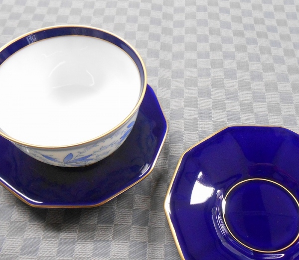 【ルリ】十角形茶托セット3